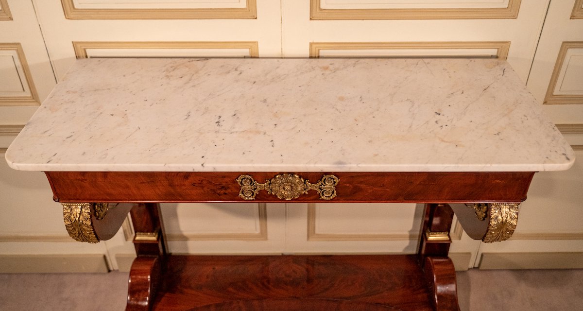 Restoration Period Mahogany Console Table-photo-2