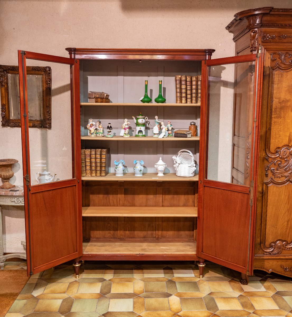 Vitrine, bibliothèque en acajou de style Louis XVI-photo-4