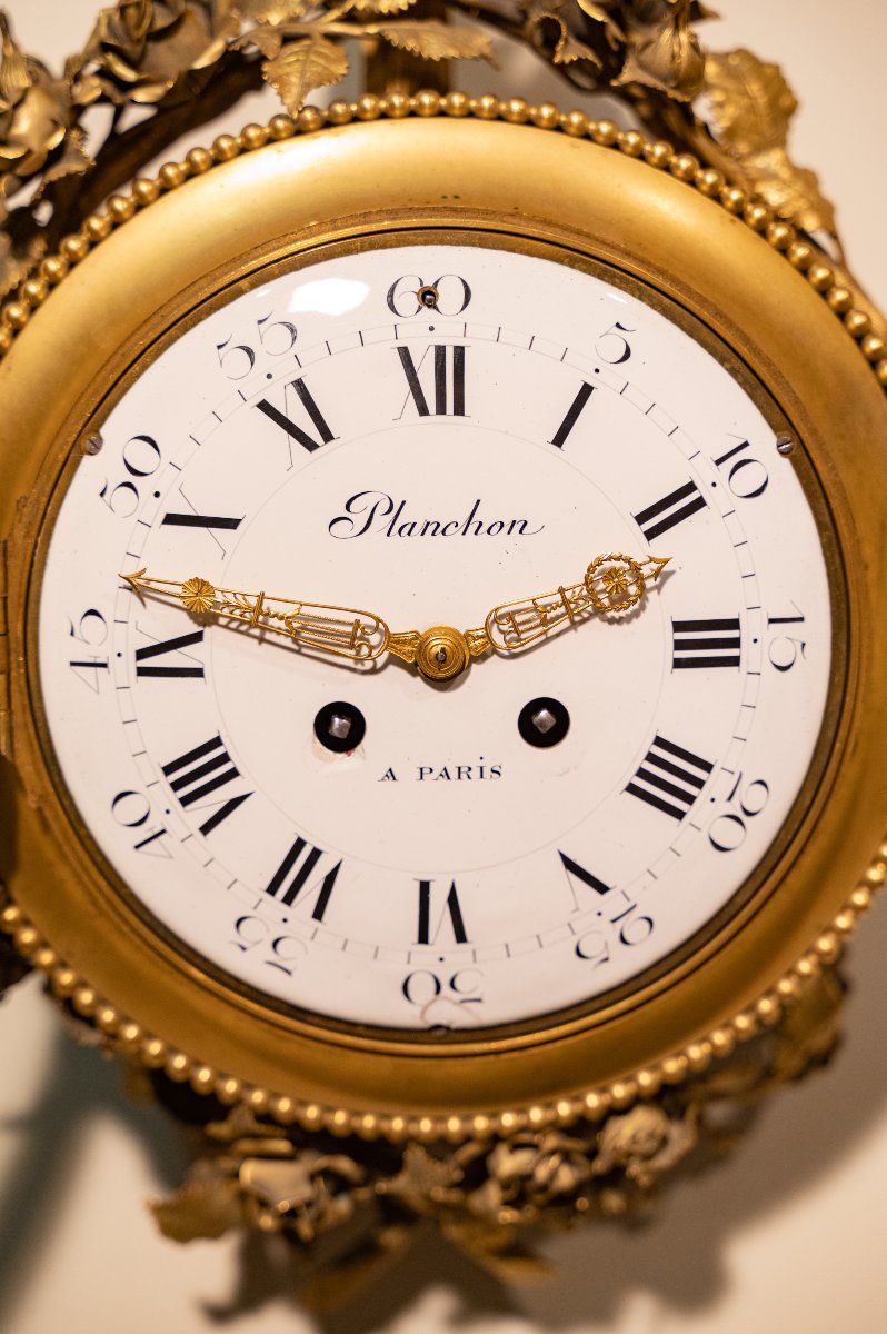 Louis XVI Style Bronze Alcove Cartel Clock-photo-3