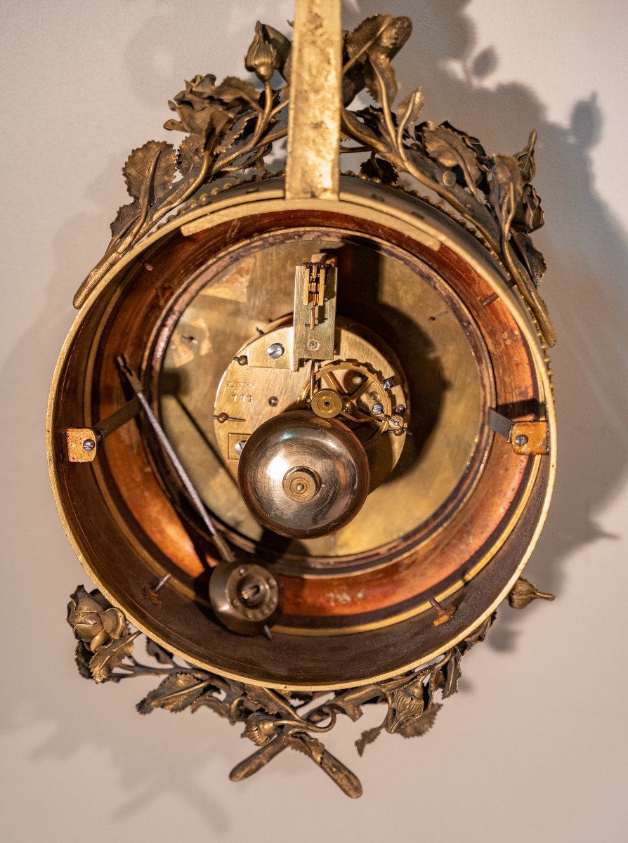 Louis XVI Style Bronze Alcove Cartel Clock-photo-4