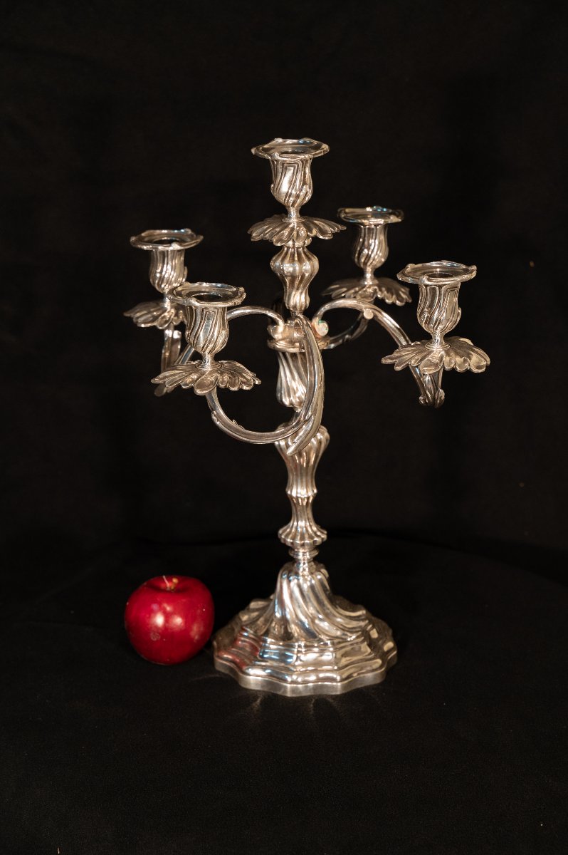 Large Silvered Bronze Candelabra-photo-2