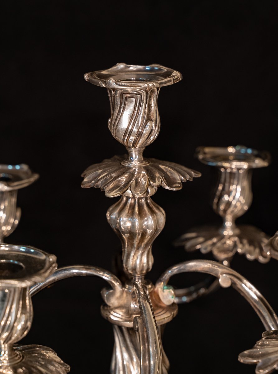 Large Silvered Bronze Candelabra-photo-3