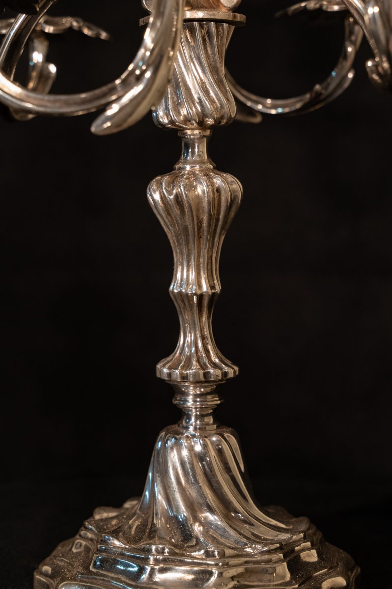 Large Silvered Bronze Candelabra-photo-1