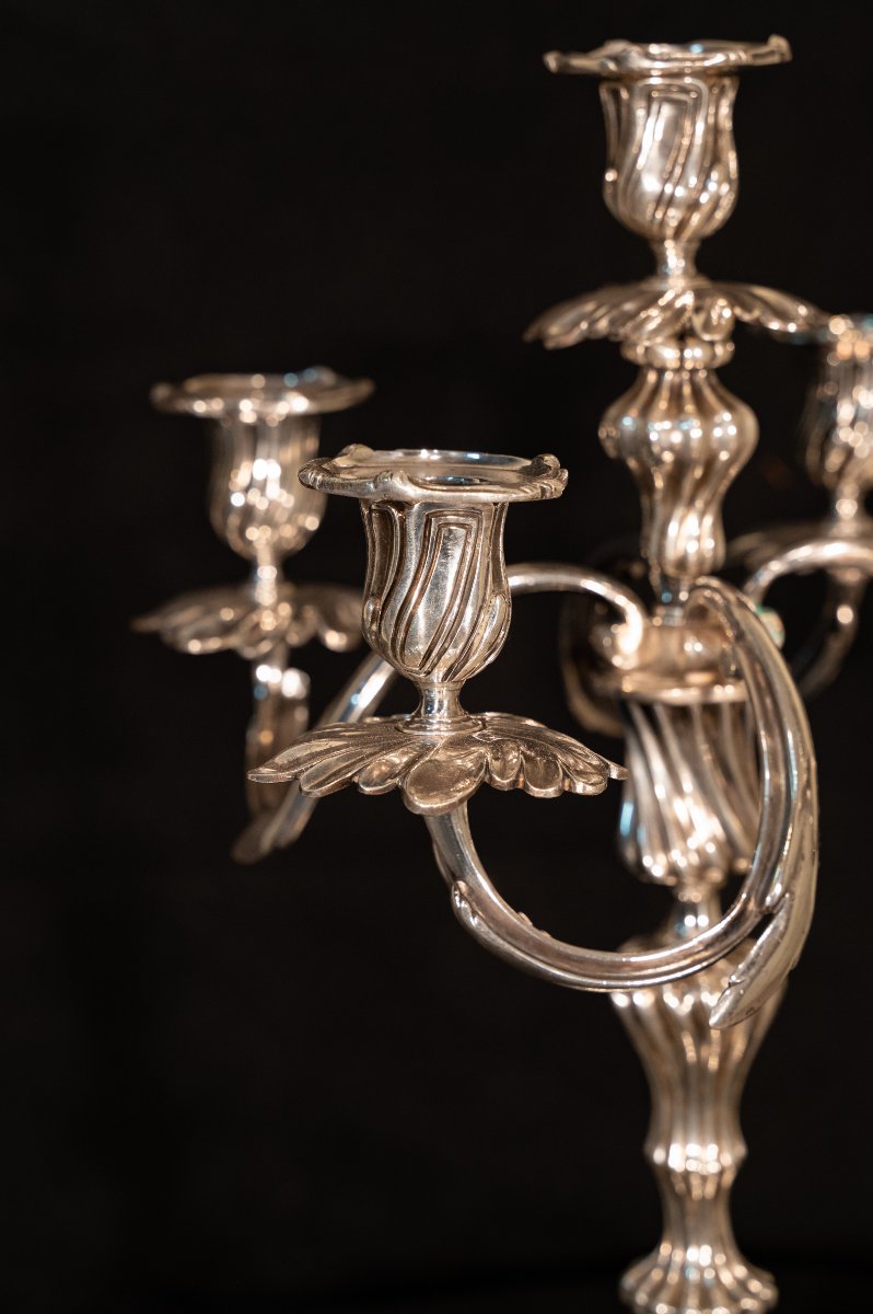 Large Silvered Bronze Candelabra-photo-2