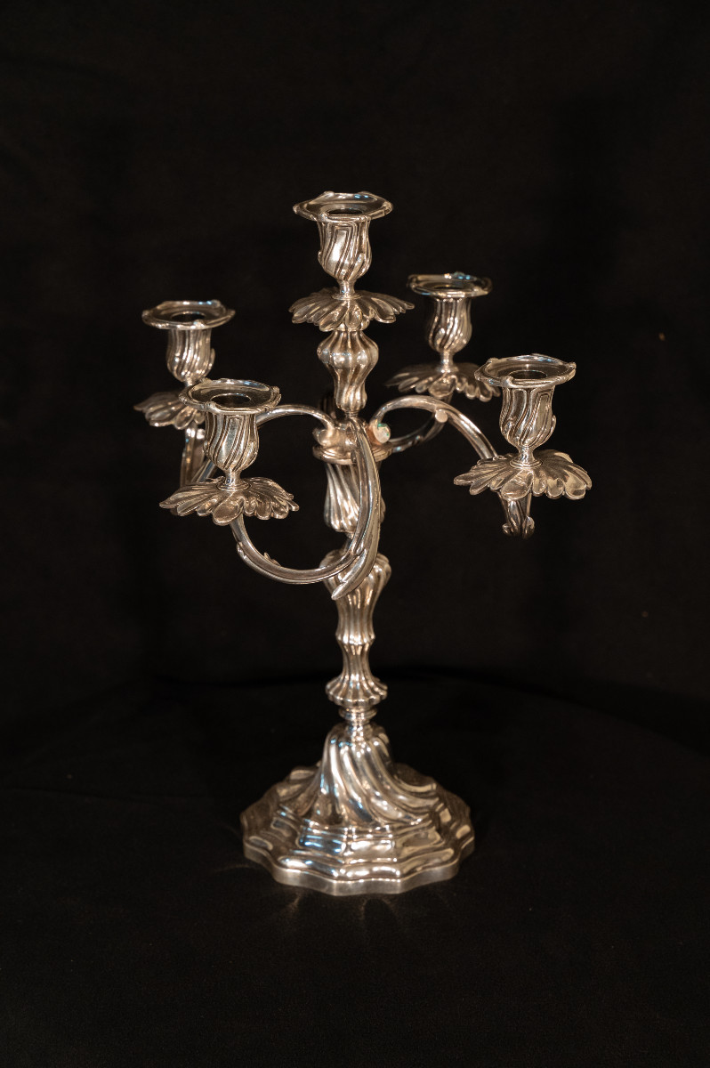 Large Silvered Bronze Candelabra