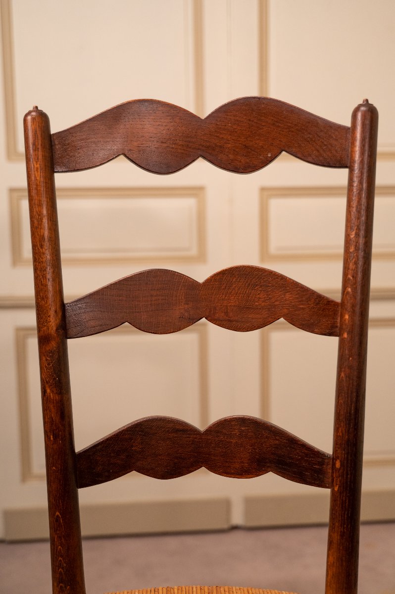 Set Of Six Oak Straw-seated Chairs-photo-4