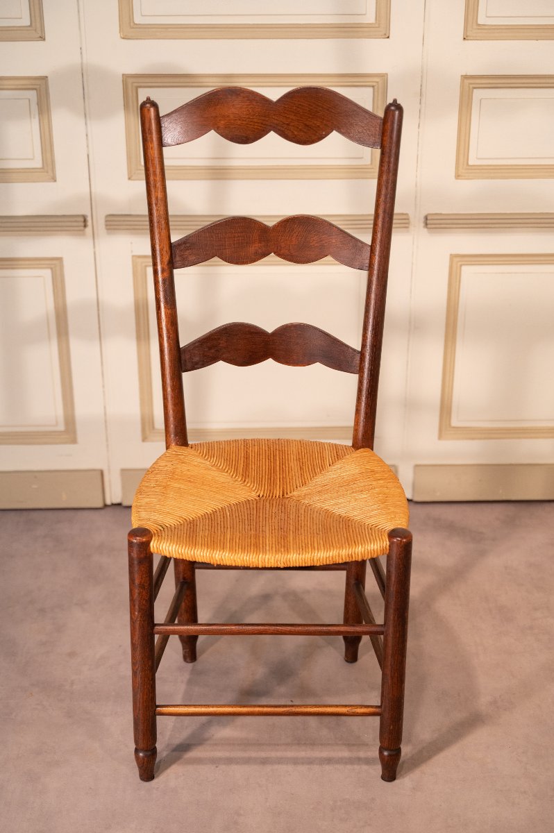 Set Of Six Oak Straw-seated Chairs-photo-1