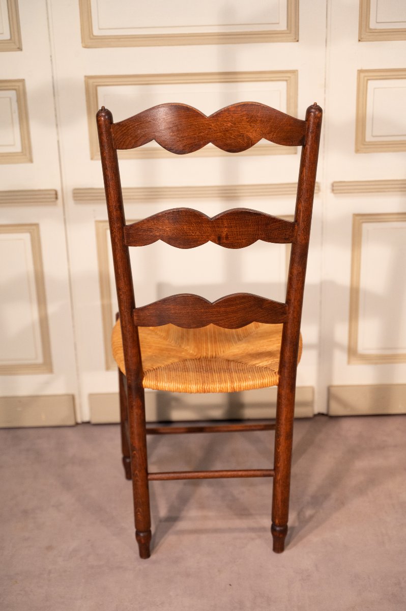 Set Of Six Oak Straw-seated Chairs-photo-2