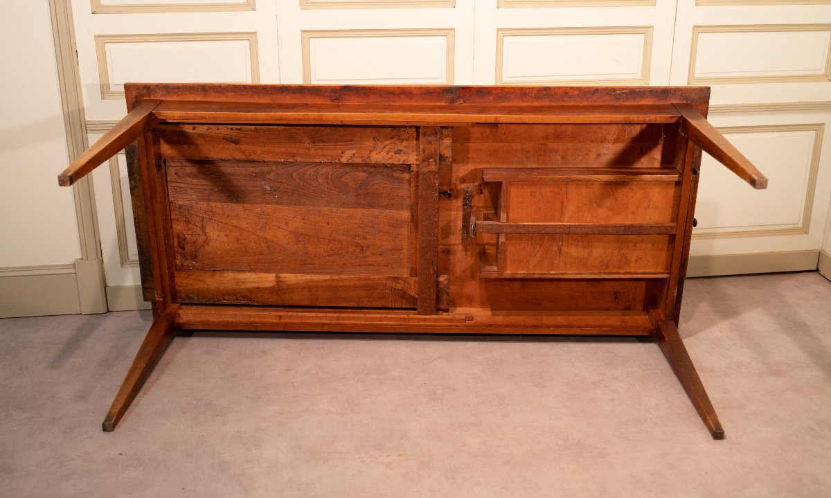 Rectangular Cherry Wood Table With Tapered Legs-photo-4