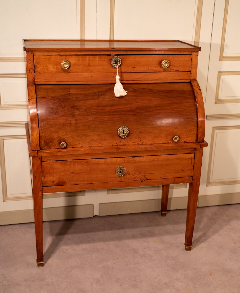 Directoire-style Cherrywood Cylinder-front Secretary Desk-photo-2