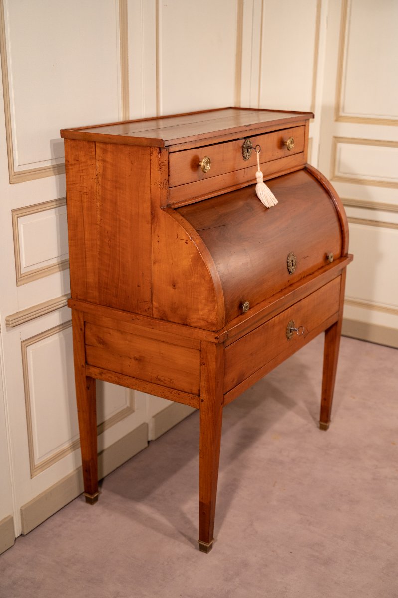 Directoire-style Cherrywood Cylinder-front Secretary Desk-photo-3
