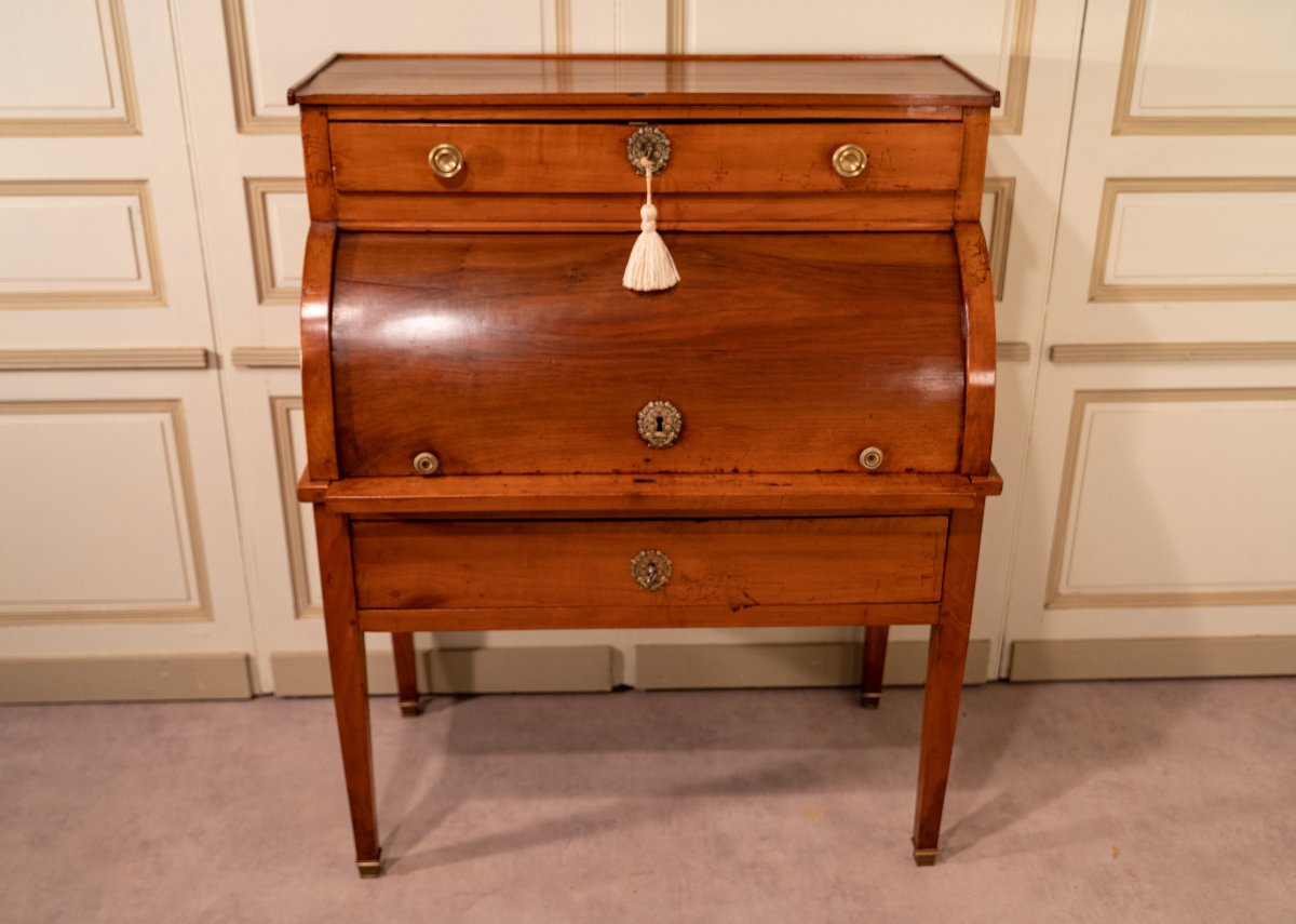 Directoire-style Cherrywood Cylinder-front Secretary Desk