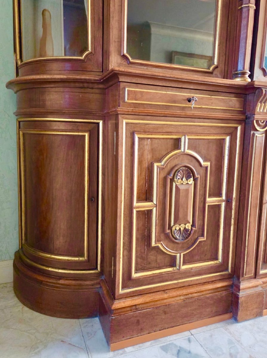 Light Walnut Bookcase With Arched Doors-photo-3