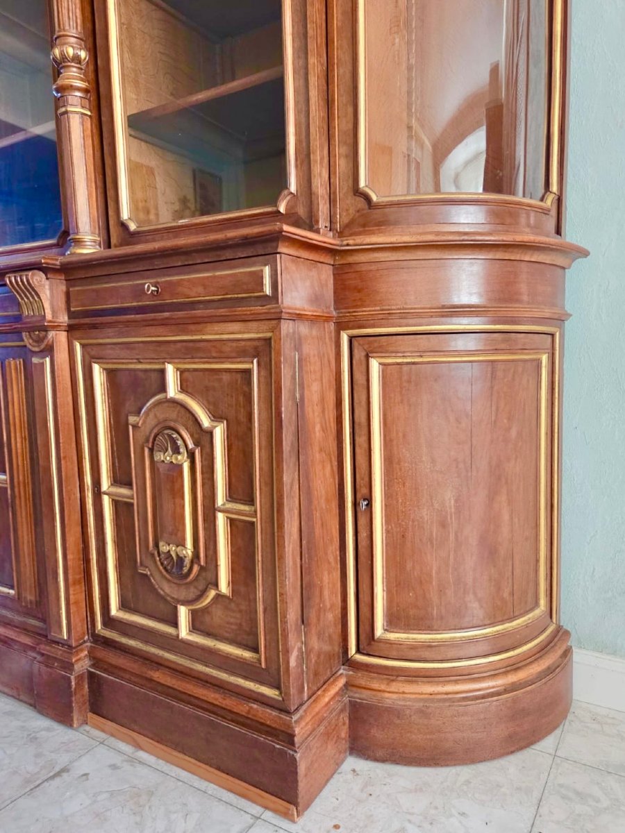 Light Walnut Bookcase With Arched Doors-photo-1
