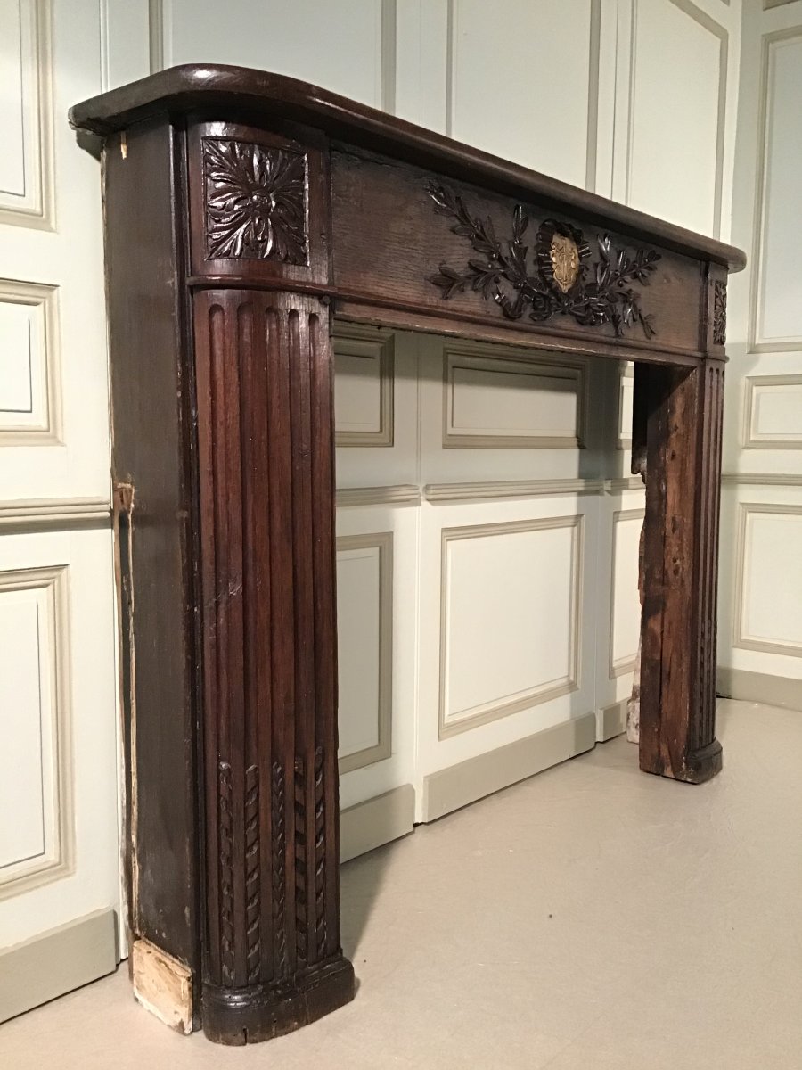 Fireplace In Oak Norman Work XVIIIth Century-photo-2