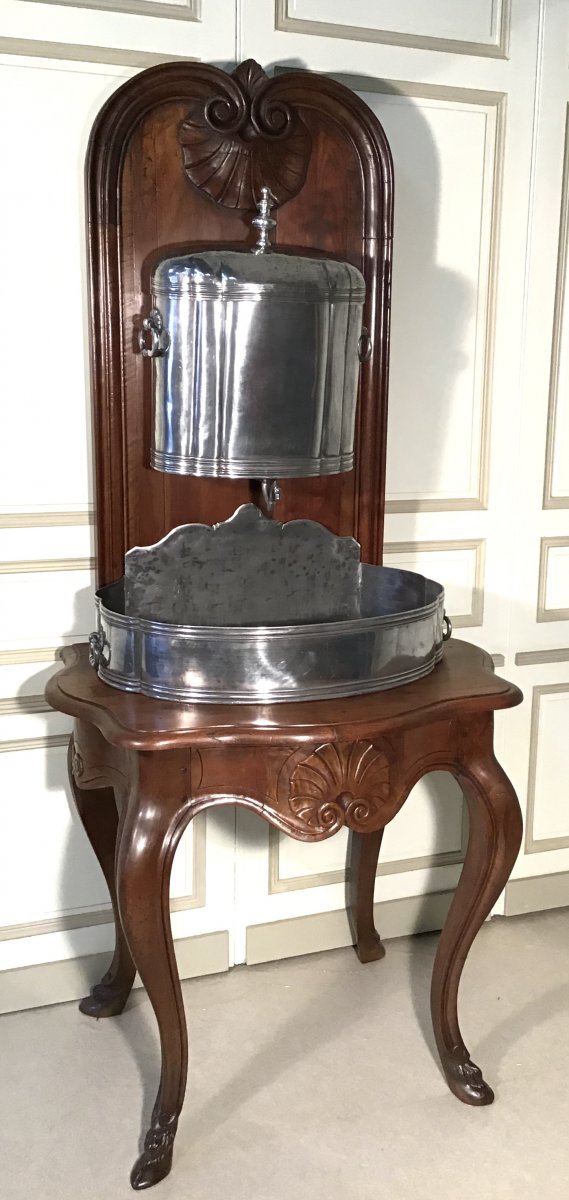 Fountain In Pewter And Walnut Work From The South Of France 18th Time-photo-2