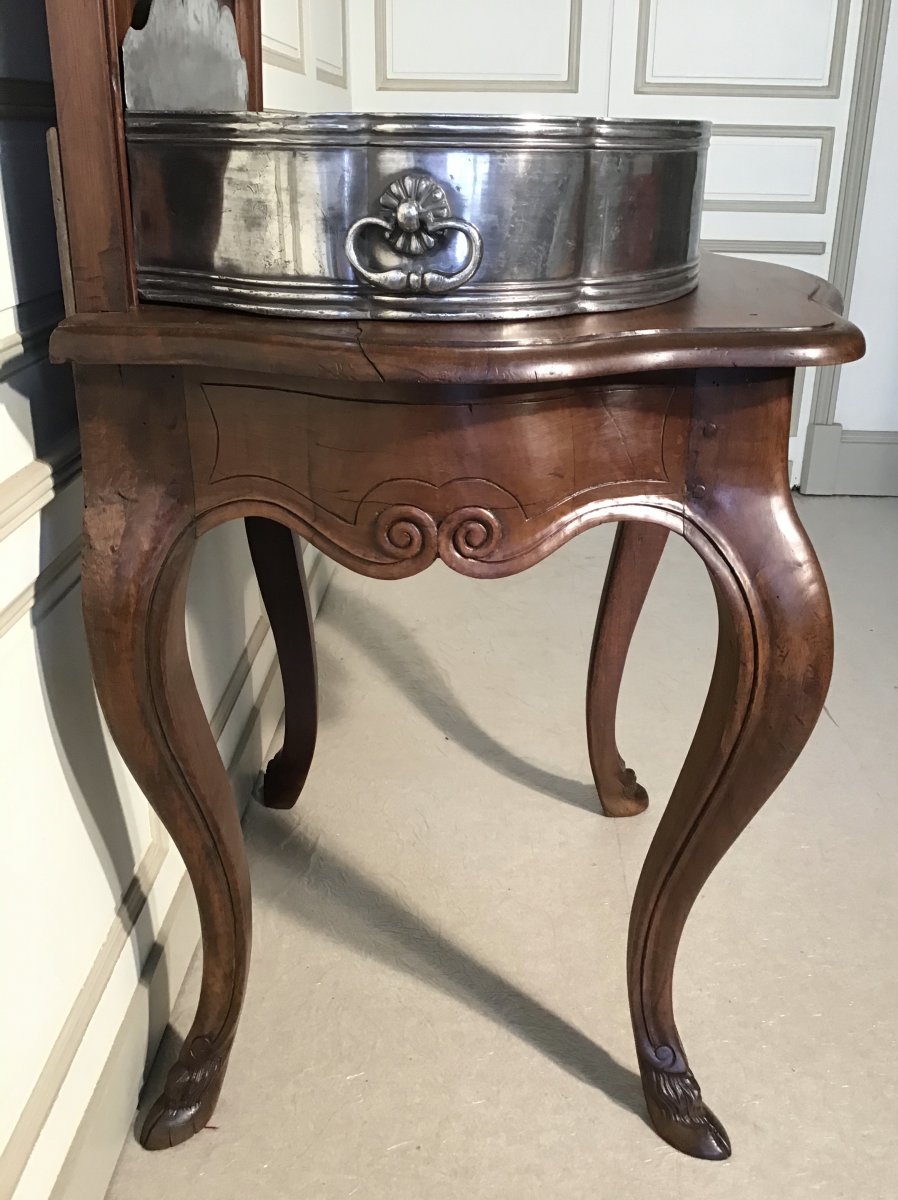 Fountain In Pewter And Walnut Work From The South Of France 18th Time-photo-3