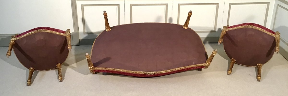 Louis XVI Style Living Room In Golden Wood Period Late 19th-photo-5