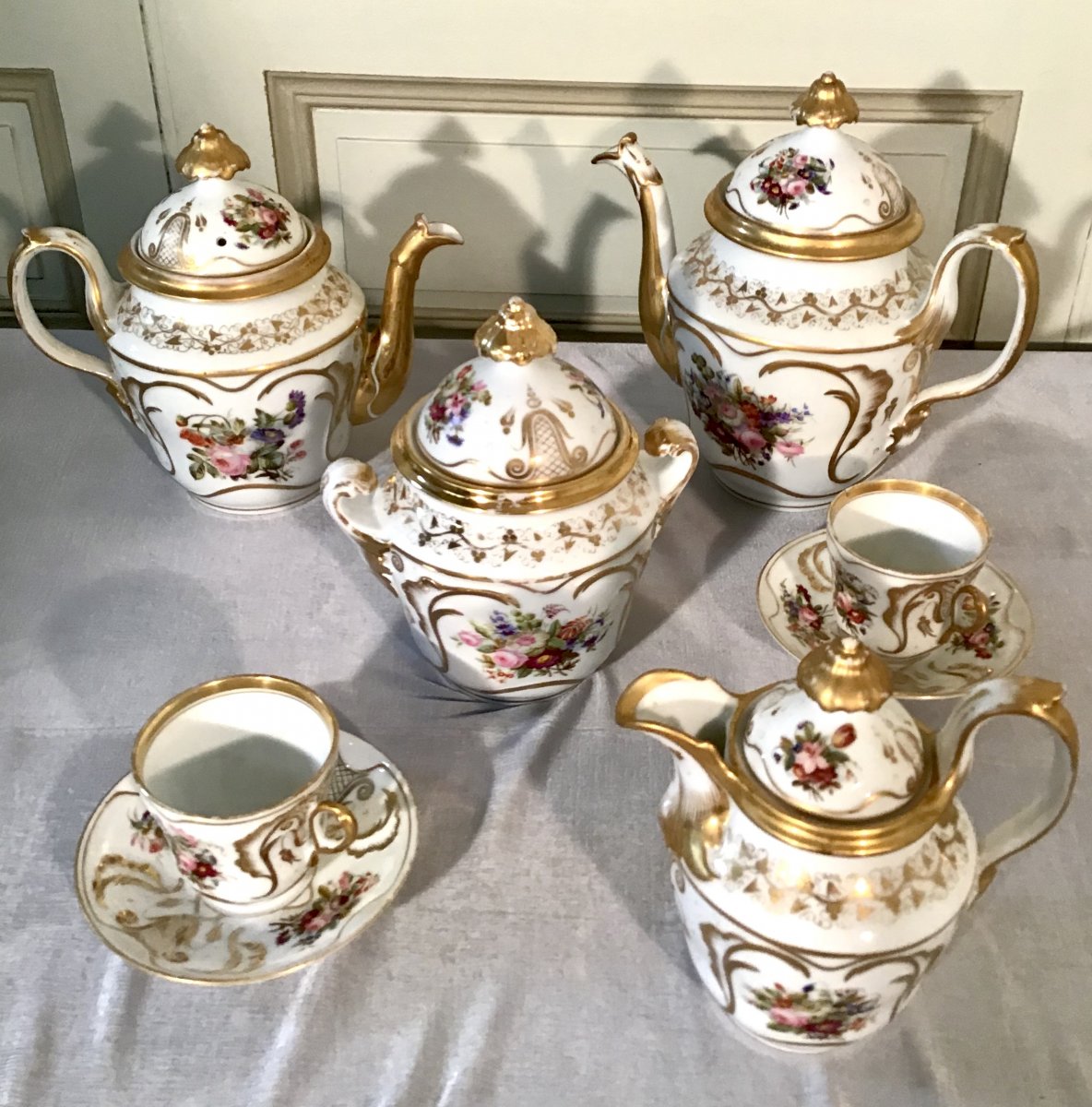 Partie De Service En Porcelaine De Paris, Style Louis Philippe, 19ème -photo-3