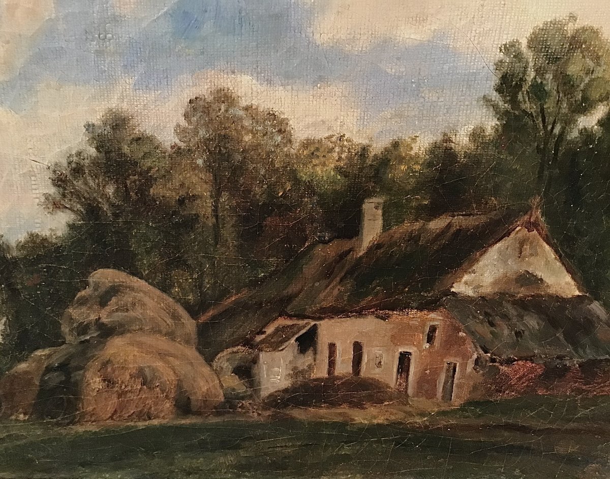 Country Painting, In The Style Of Barbizon, Oil On Canvas, Late 18th-photo-4