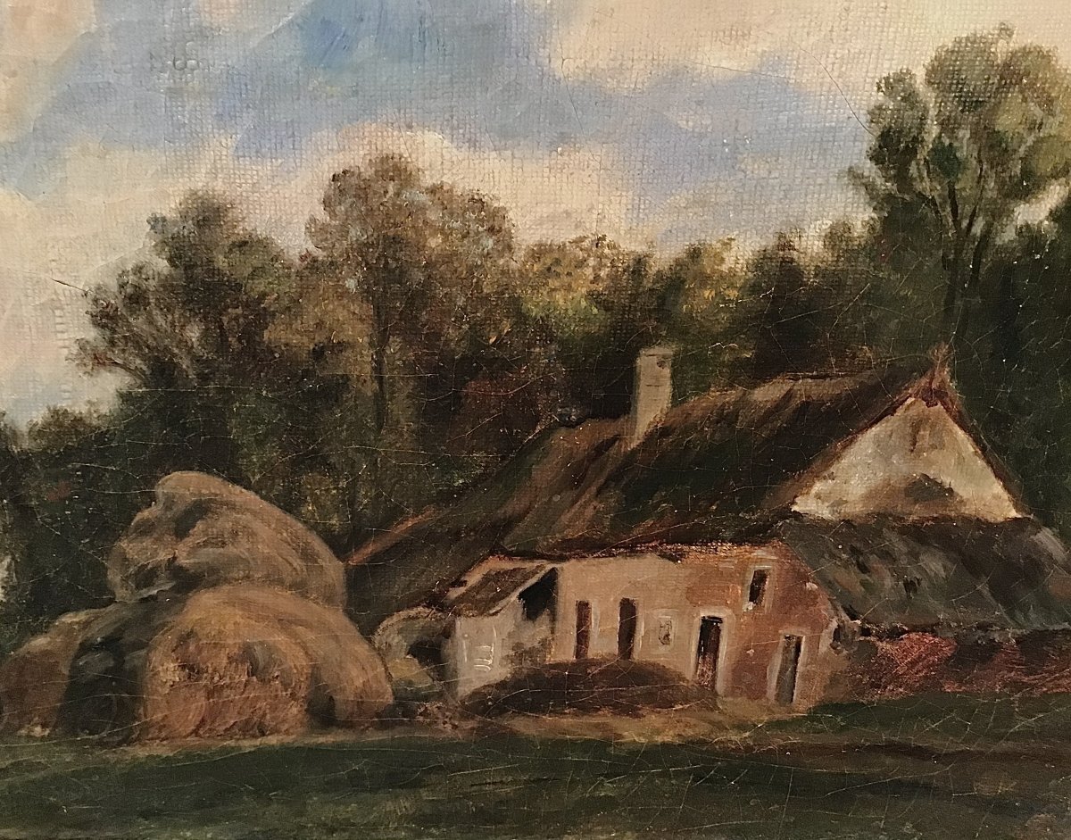 Tableau De Campagne, dans le goût de Barbizon, Huile Sur Toile, Fin 18ème -photo-4