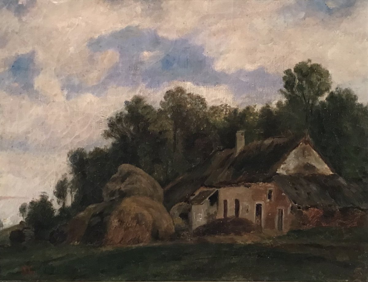 Country Painting, In The Style Of Barbizon, Oil On Canvas, Late 18th