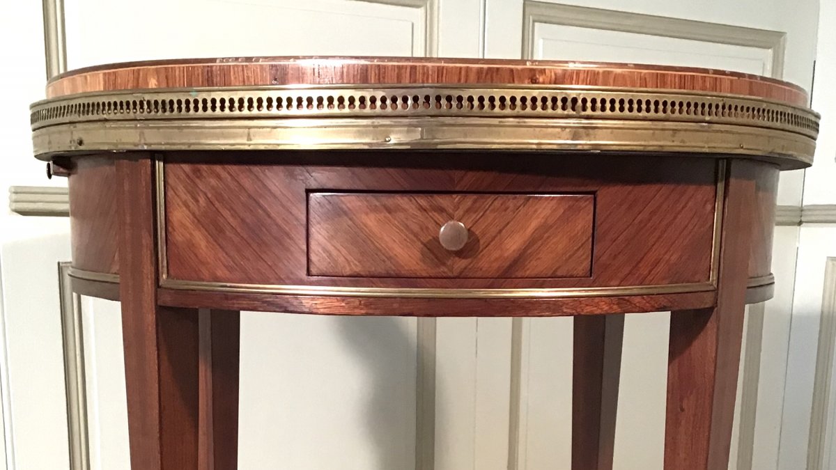 Louis XVI Style Hot Water Bottle Table In Rosewood And Mahogany Veneer, Late 19th-photo-1