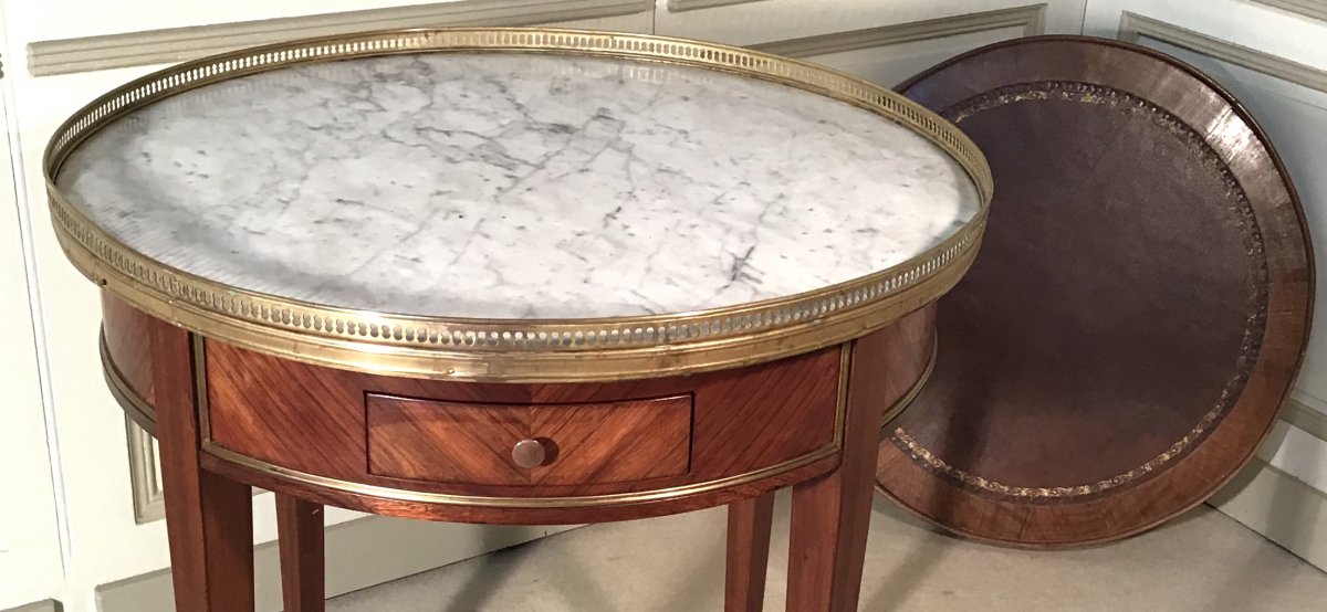 Louis XVI Style Hot Water Bottle Table In Rosewood And Mahogany Veneer, Late 19th-photo-2
