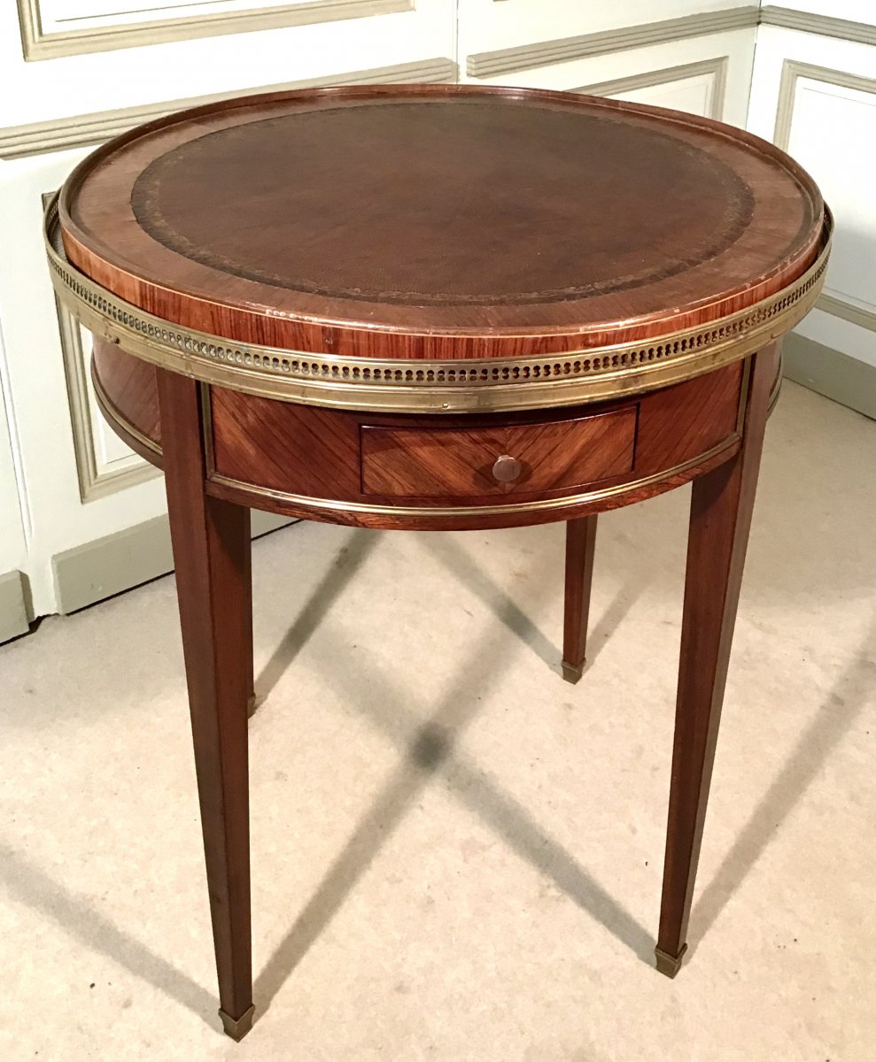 Louis XVI Style Hot Water Bottle Table In Rosewood And Mahogany Veneer, Late 19th