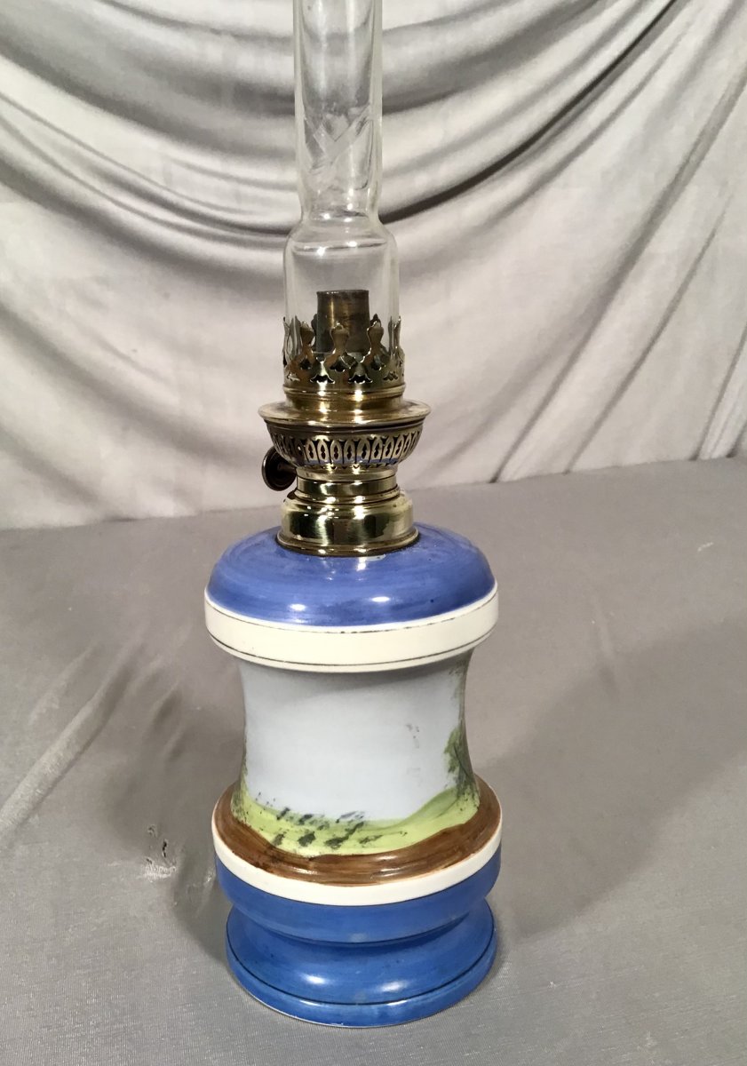 Lampe à Pétrole En Porcelaine, Époque Napoléon III-photo-1