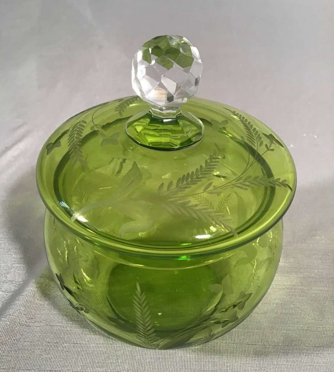 Green Cut Crystal Candy Box, 20th