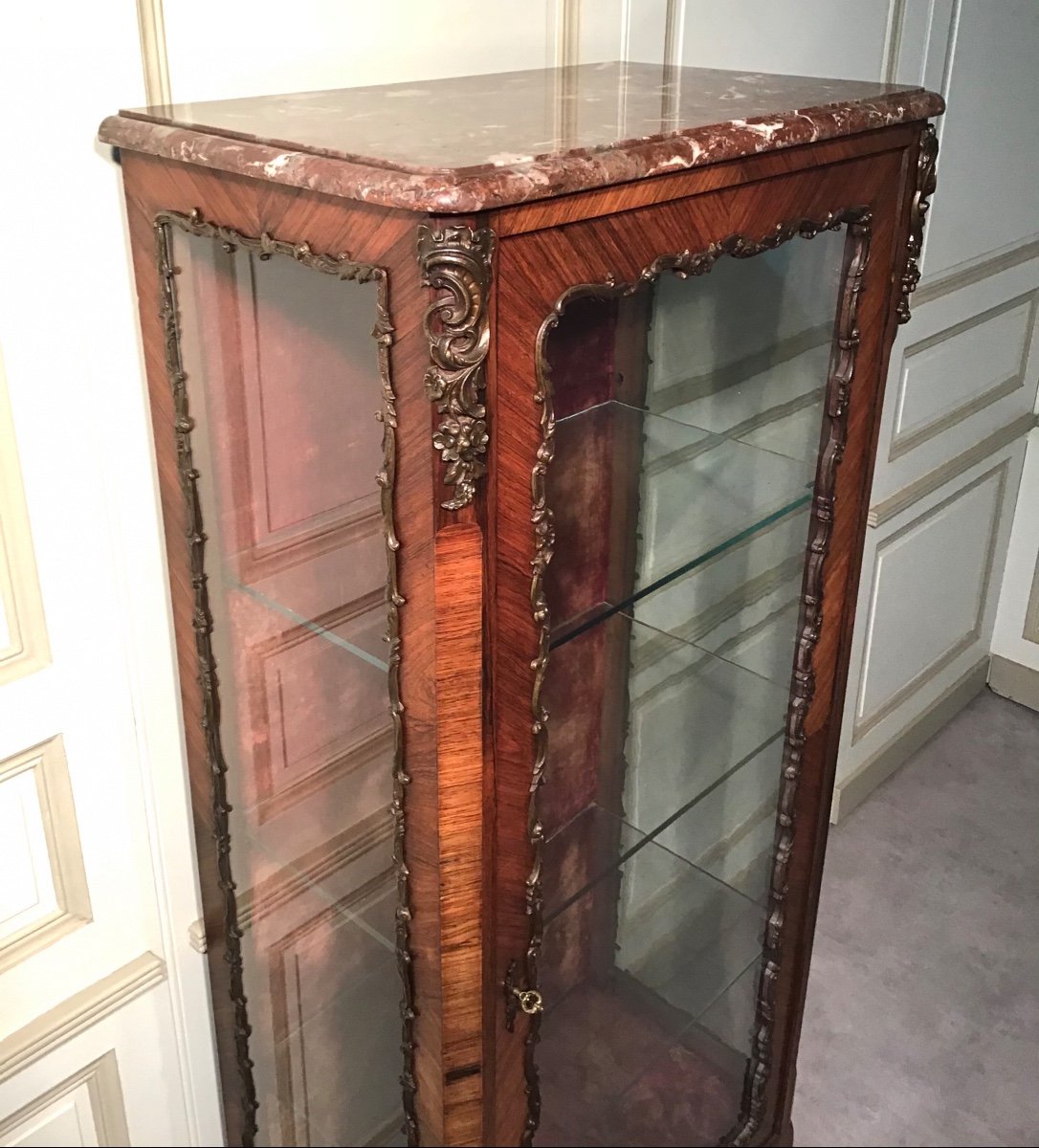 Louis XV Style Salon Showcase, Rosewood, Late 19th Century-photo-4