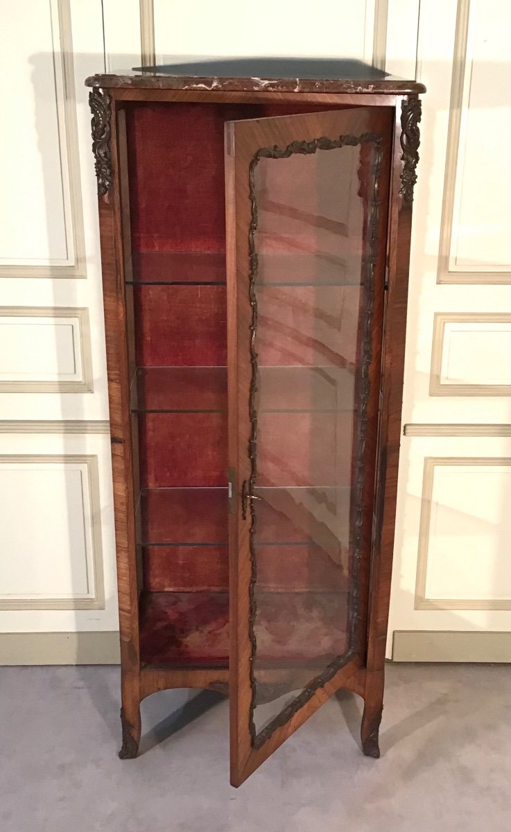 Louis XV Style Salon Showcase, Rosewood, Late 19th Century-photo-2