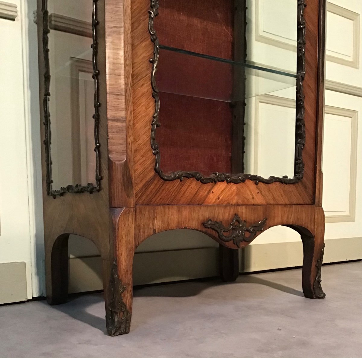 Louis XV Style Salon Showcase, Rosewood, Late 19th Century-photo-3