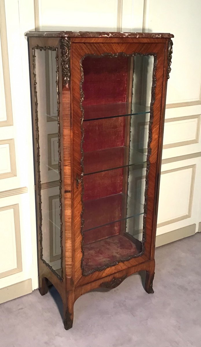 Louis XV Style Salon Showcase, Rosewood, Late 19th Century