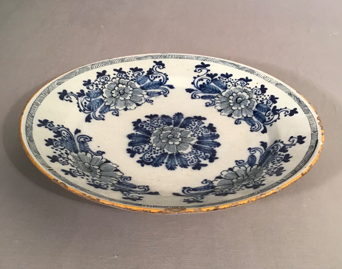 Large Delft Earthenware Dish, 18th Century-photo-3