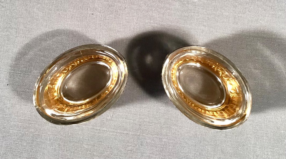 Pair Of Oval Salarons In Silver And Vermeil, 20th-photo-3