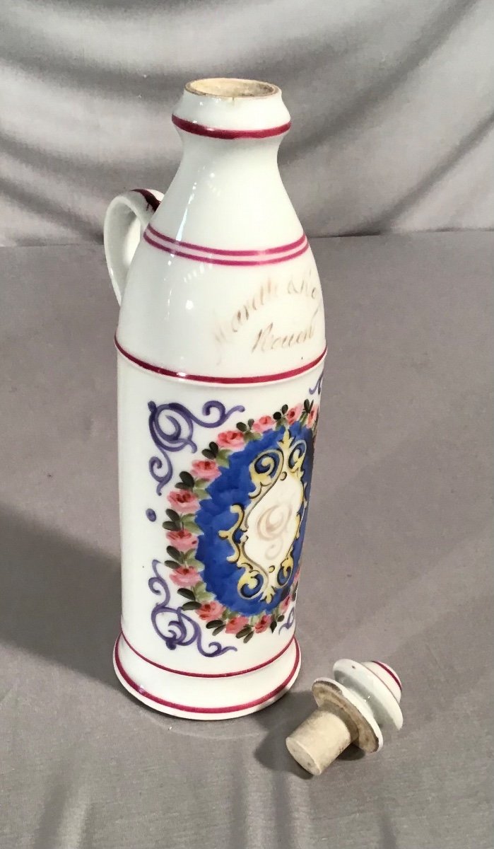 Bouteille à Liqueur En Porcelaine, Rouen, Début 20ème -photo-1