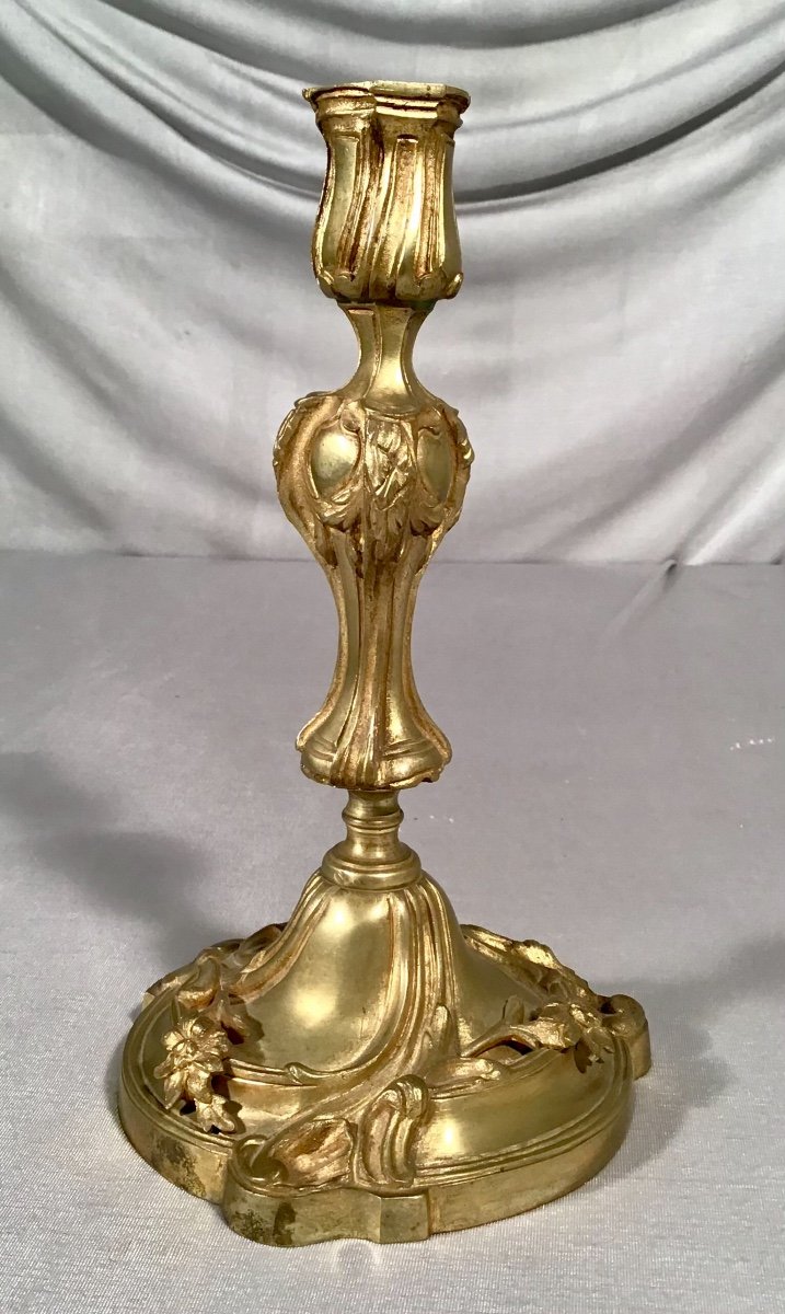 Bronze Candlesticks, Louis XV Style, Napoleon III Period