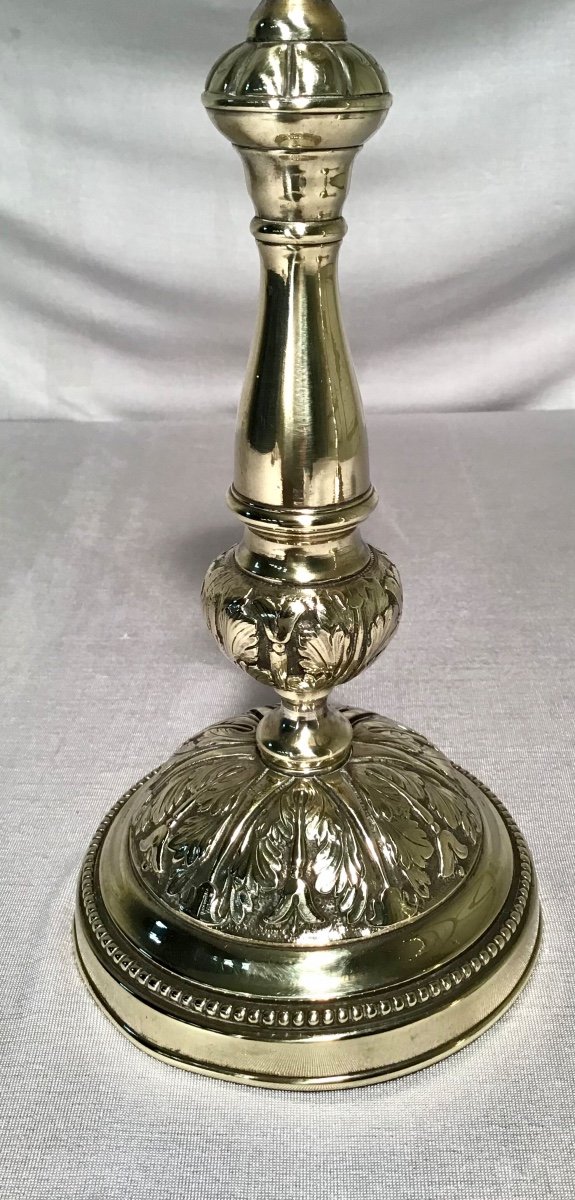 Paire De Bougeoirs En Laiton, Époque Louis Philippe-photo-1