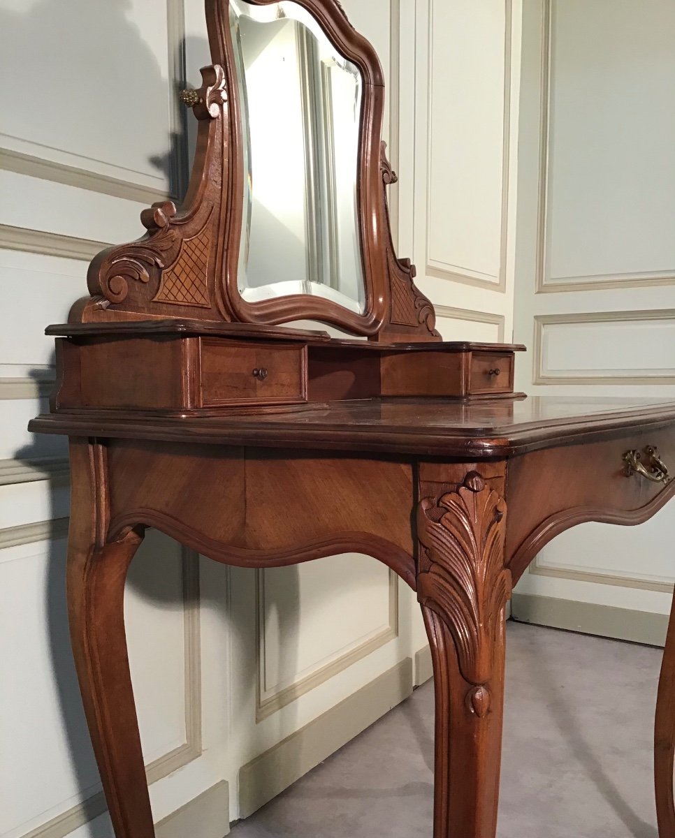 Coiffeuse En Noyer, Style Louis XV, Fin 19ème -photo-4