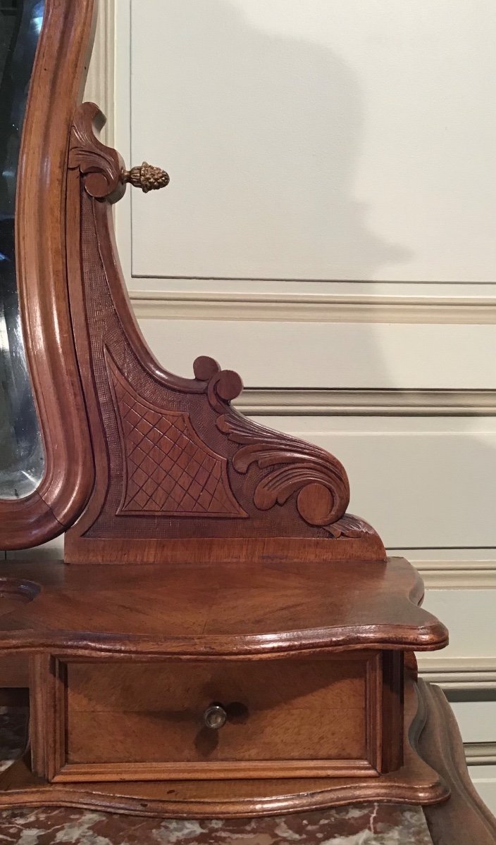 Coiffeuse En Noyer, Style Louis XV, Fin 19ème -photo-1