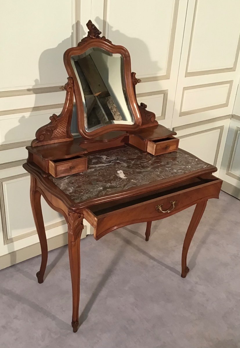 Coiffeuse En Noyer, Style Louis XV, Fin 19ème -photo-2