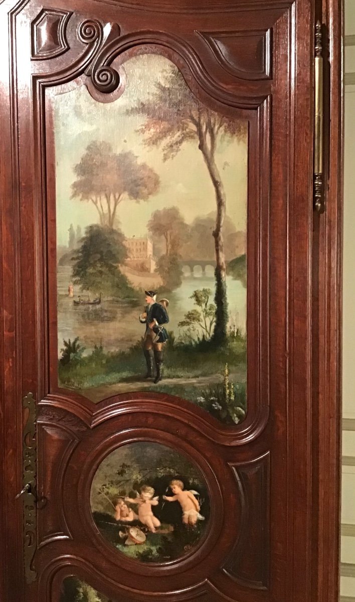Armoire Normande En Chêne Peinte D’origine, Epoque Deuxième Moitié Du XIXème Siècle -photo-4