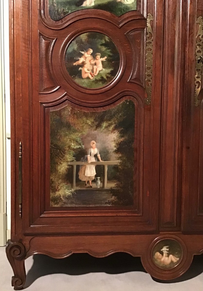 Armoire Normande En Chêne Peinte D’origine, Epoque Deuxième Moitié Du XIXème Siècle -photo-6