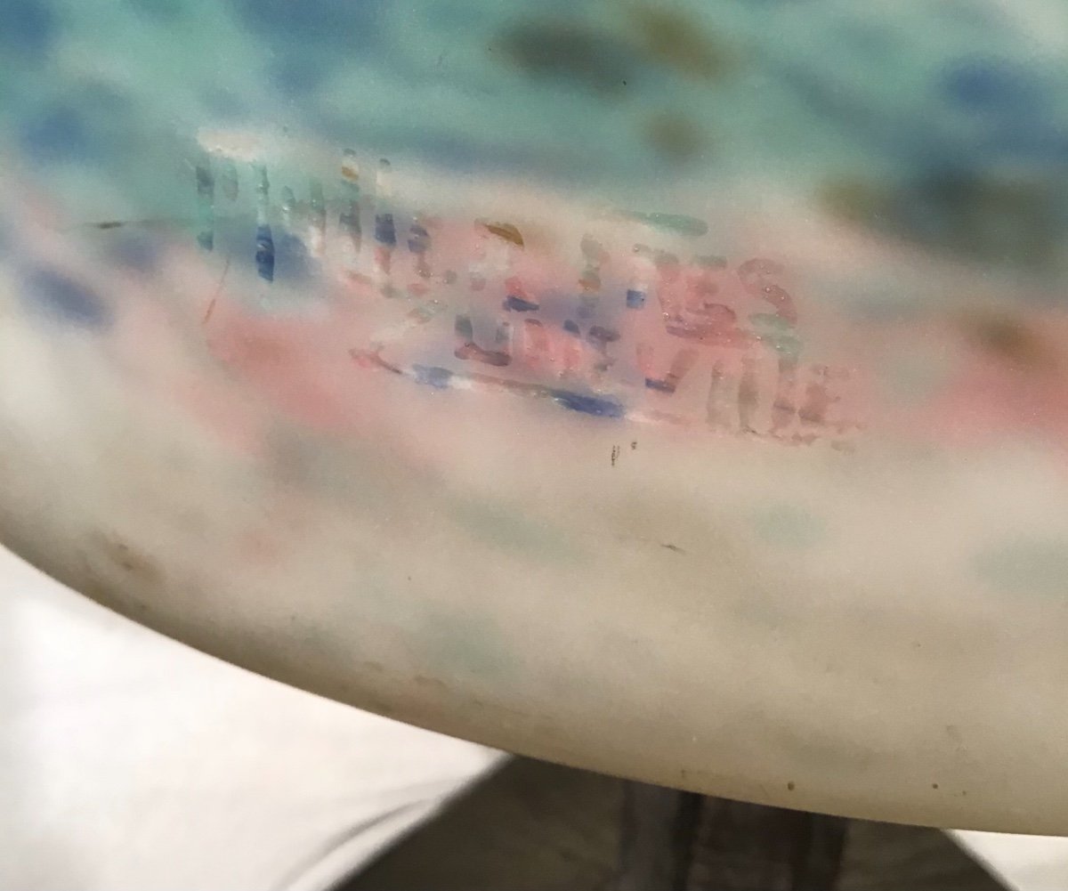 Coupe Art Déco En Verre Et Fer Forgé « muller Frères »-photo-4