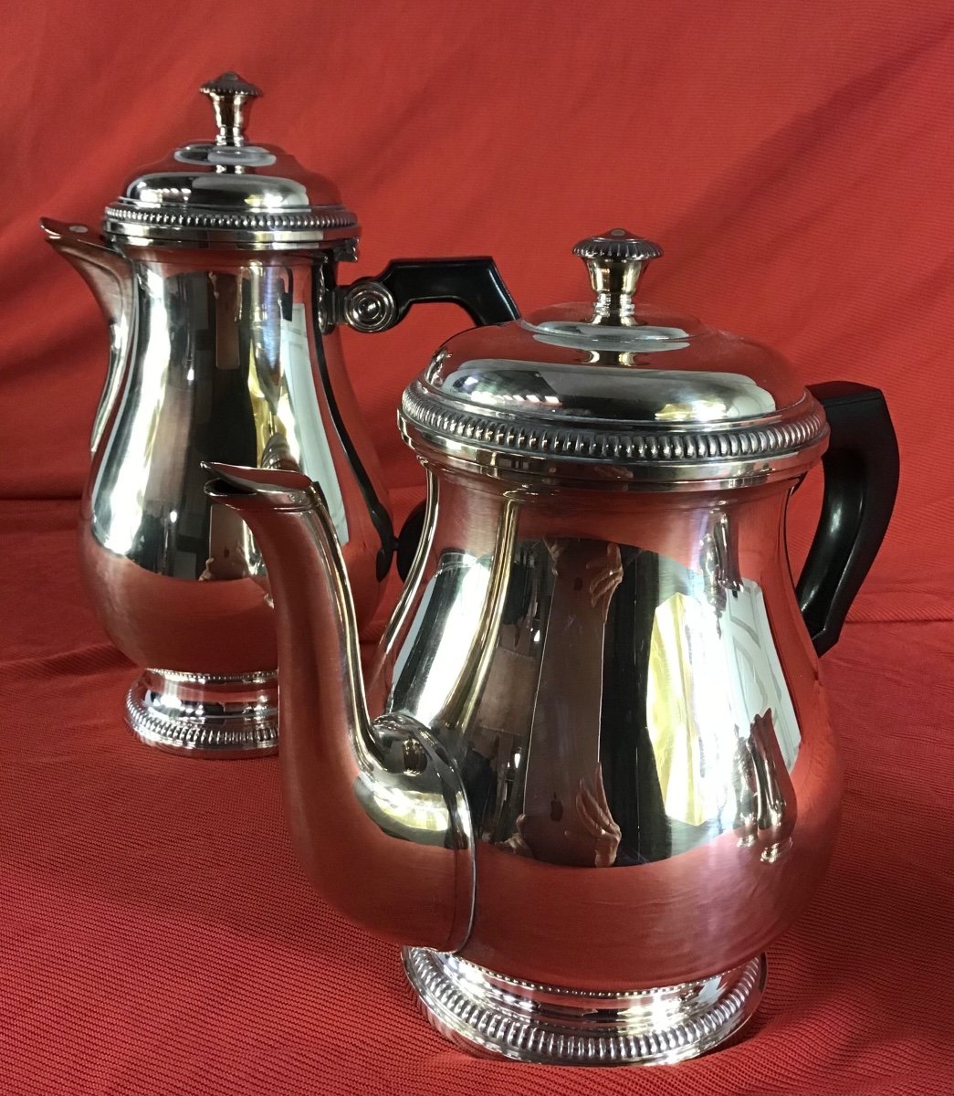 Tea And Coffee Service In Silver Metal Mid 20th-photo-4