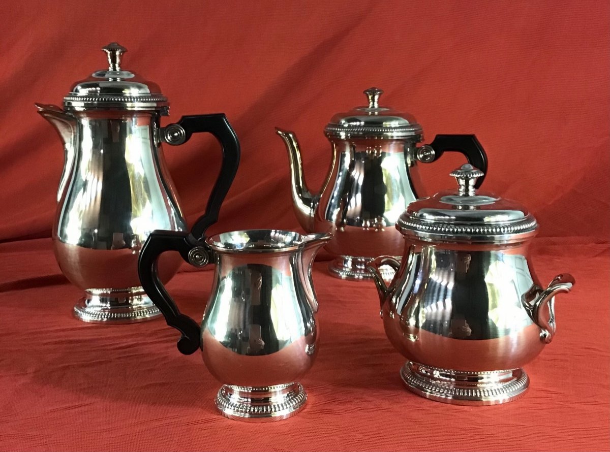 Tea And Coffee Service In Silver Metal Mid 20th-photo-2