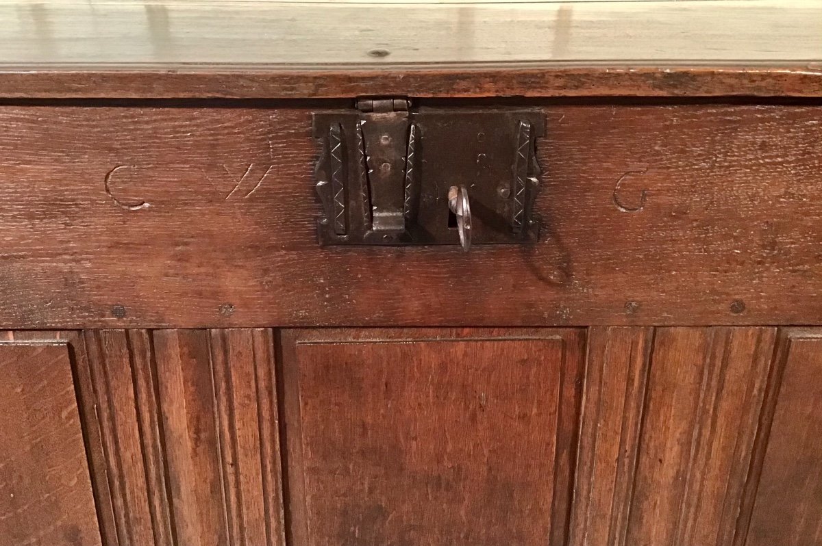 Anglo-norman Chest In Oak, Mid 18th Century Period.-photo-3