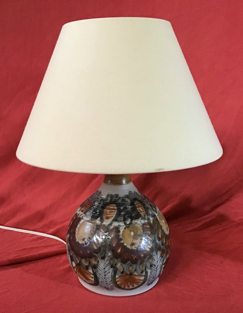 Pair Of Stoneware Lamps Signed -photo-2